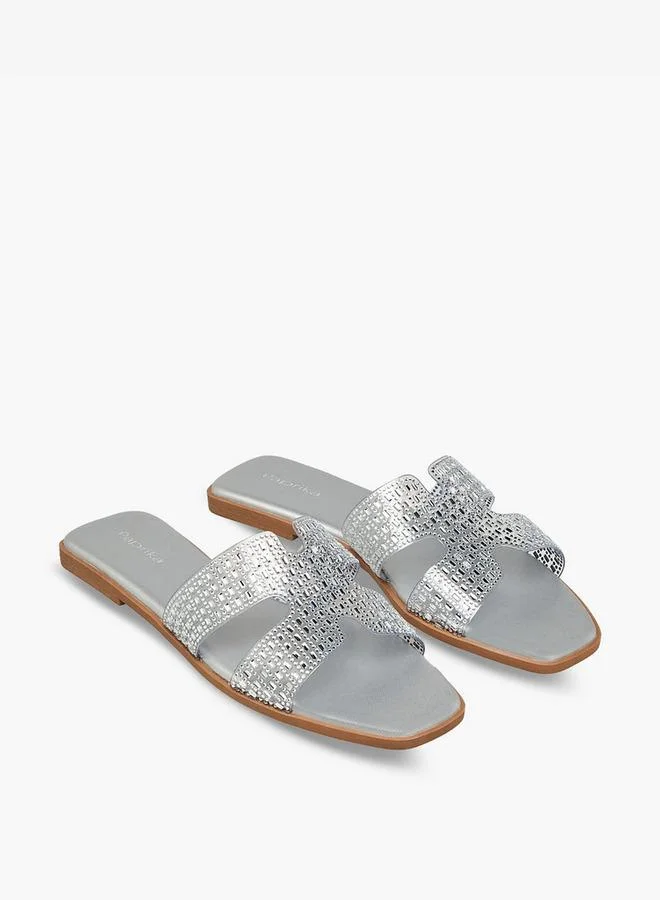 بابريكا صنادل نسائية مسطحة سهلة الارتداء مزينة لمجموعة رمضان